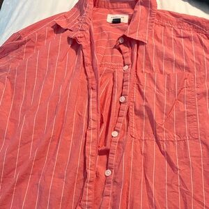 American Eagle Outfitters Coral Striped Button Down Shirt